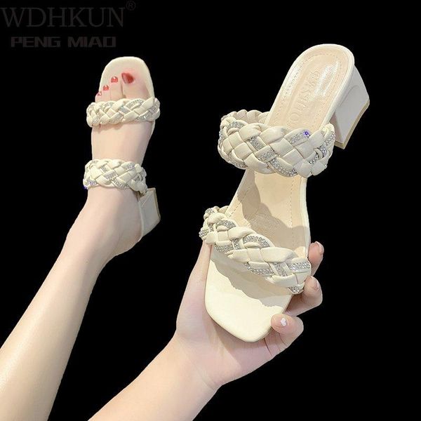 

dress shoes design women pumps sandals chunky high heel ring toe pu leather solid elegant mature wedding ladies female 2021, Black