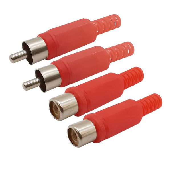 

other lighting accessories 4pcs red plastic handle rca male plug / female jack welding audio video connector