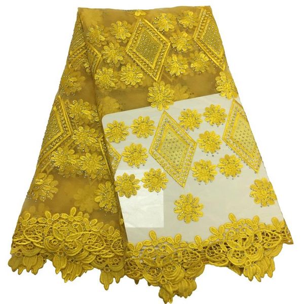 

ribbon sellingafrican beaded lace fabric 2021 3d flower embroidery nigerian tulle with stones for wedding, Pink;blue