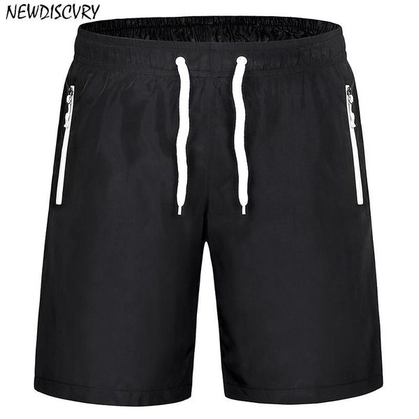 

newdiscvry men's beach shorts 2021 summer solid fashion men quick dry zipper men shorts casual man sea board joggers, White;black