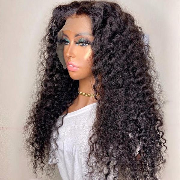 

synthetic wigs 26inch 180%density black long kinky curly lace front wig for women with baby hair daily wear fiber glueless