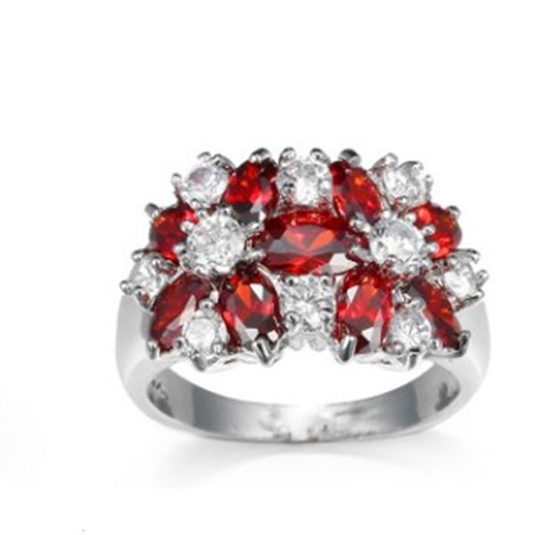 

noble 925 silver crystal diamond plum blossom lady's ring sz 6 7 8 9 10 (7.5