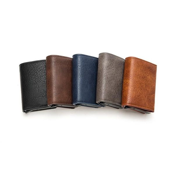 

bycobecy 2020 money bag rfid anti-theft card holder clutch single box men women wallet business pop-up aluminum pu jllrxt