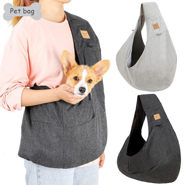 

handmade pet dog cat carrier outdoor travel handbag canvas single shoulder bag sling comfort travel tote shoulder bag breathable
