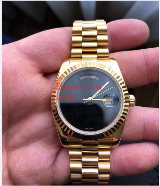 

luxury mens watches automatic watch 36mm glide smooth black face mechanical sapphire glass 18k gold stainless steel original clasp waterproo, Slivery;brown