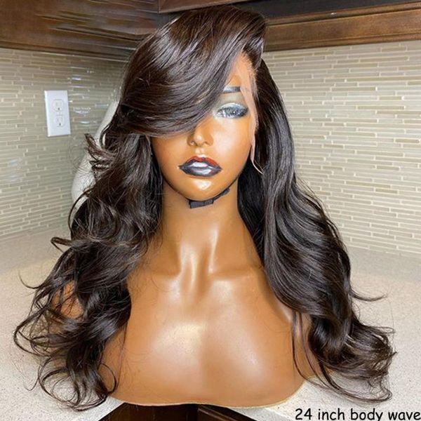 

synthetic wigs 26inch 180%density long nayural wave lace front wig for women with baby hair heat resistant fiber daily wear, Black