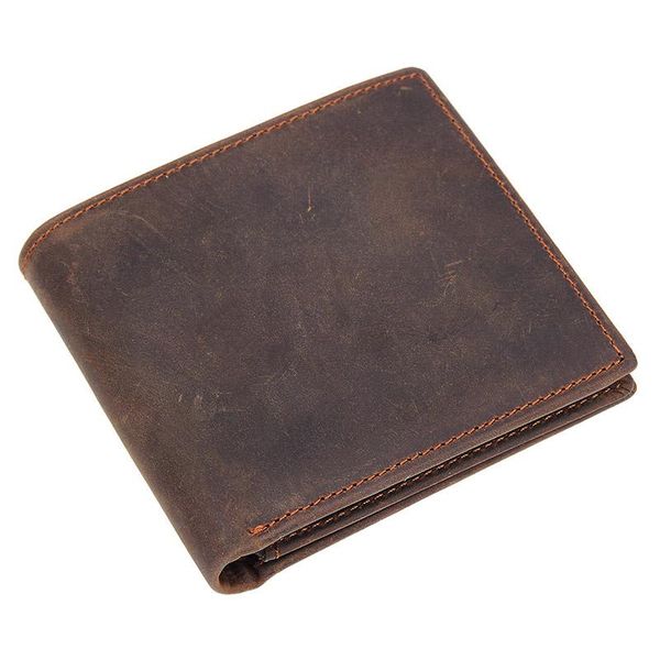 

wallets men wallet vintage crazy horse leather rfid card heave duty holder, Red;black