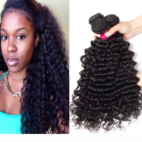 

8a brazilian deep wave straight body wave loose wave kinky curly 100% unprocessed brazilian peruvian malaysian indian mongolian human hair, Black;brown