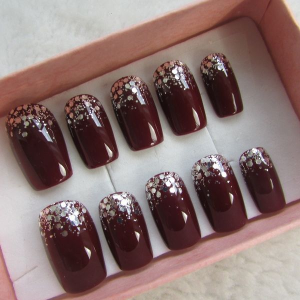 

papy fake manual nail enhancement finished product patch, Red;gold