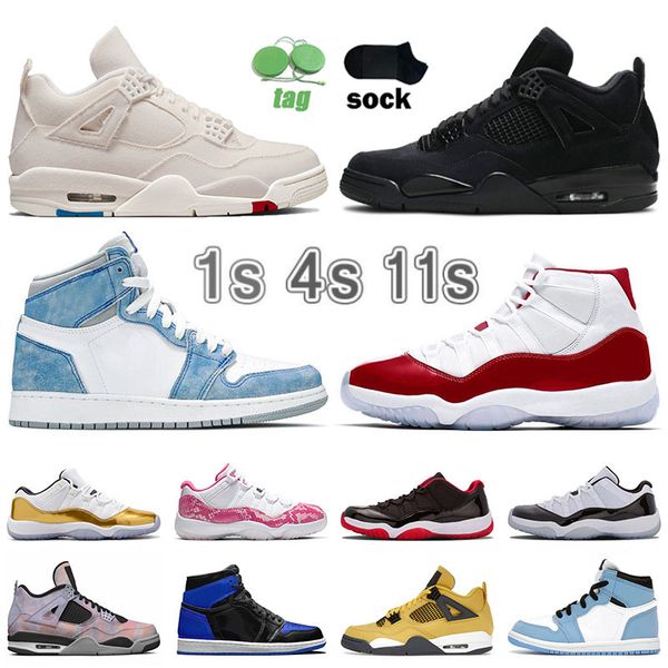 

4 4s retro mens womens basketball shoes black cat 2022 new sail canvas outdoor seakers jumpman 1 1s 11 11s university royal blue cherry cool