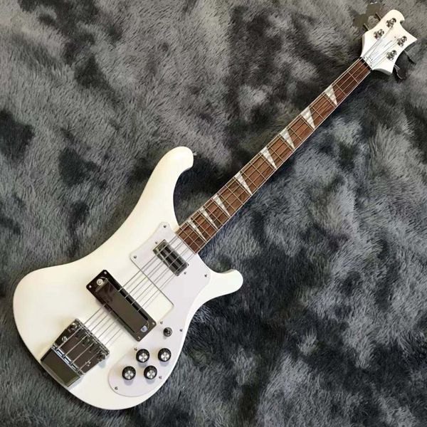 

custom 4 strings rick slivery hardware 4003 electric bass guitar in white