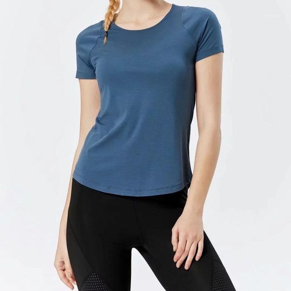 

yoga outfit women shirt sports wear fitness running jersey solid color polyester short sleeve gym female