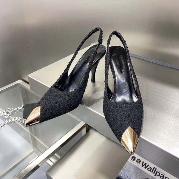 Mode-Damen-High-Heels-Kleid-Schuhe, sexy spitze Röhre mit Metall, modische, luxuriöse Frühlings- und Herbstmodelle, die Dating-Hochzeitsfeiern tragen können