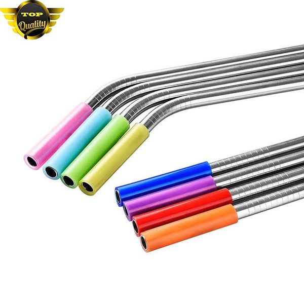 

drinking straws 8pcs/set silicone straw tips removable caps grade cover for 6mm stainless steel bar accessories