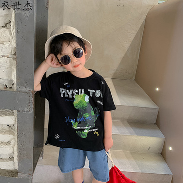 

childrens t-shirt 2022 summer new boy print short-sleeved bottoming shirt trend, Blue