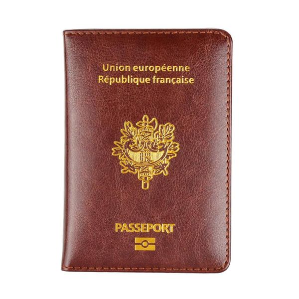 

card holders dikedaku brand france passport holder pu leather frenchmen covers for wallets shiny travel case couple, Brown;gray