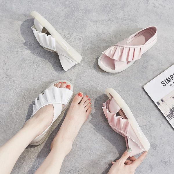 

sandals jelly female 2021 summerfairy style inner increase thick slope heel flat large size slippers for outer shoes, Black