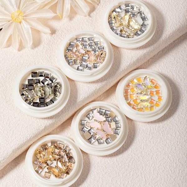 

nail art decorations super glitter crystal glass gems rhinestones aurora butterfly flatback clear multi-size decoration, Silver;gold