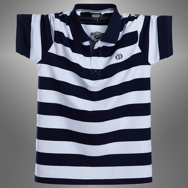 

2021 new summer men casual breathable plus size 6xl striped short sleeve polo shirt cotton business clothes tee eo8e, White;black