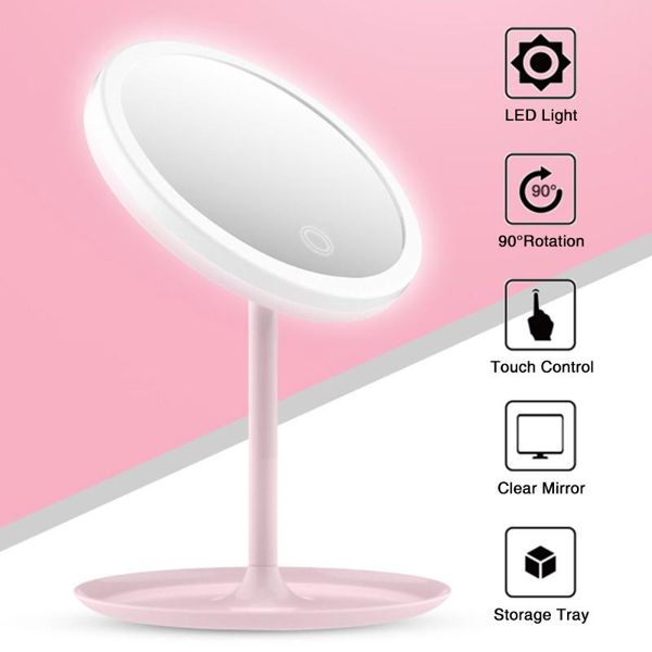 

compact mirrors led light make mirror stepless dimmable makeup vanity adjustable table home travel 2 colors drop