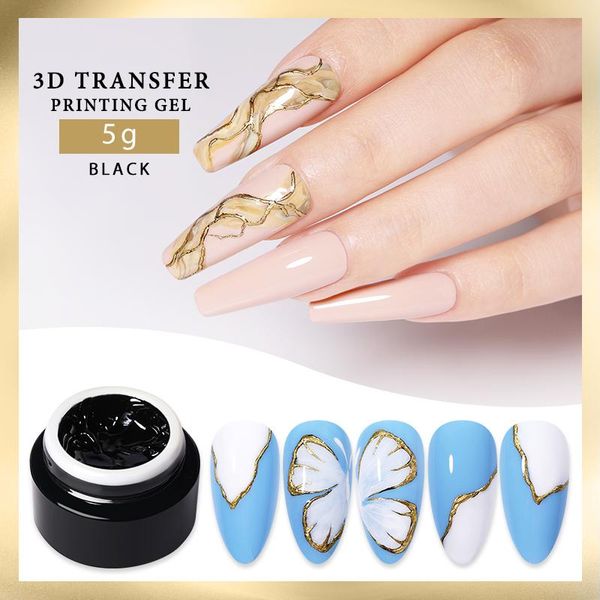 

nail gel born pretty 5ml 3d transfer printing soak off uv led black art varnish foil sticker design tools, Red;pink