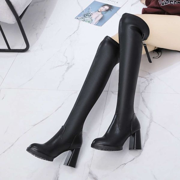 

women's knee high boots new style in autumn and winter, White;red