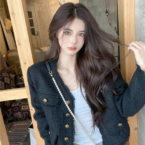 

women's jackets cardigan small coat female temperament loose and versatile black short tassel autumn style jacket women, Black;brown