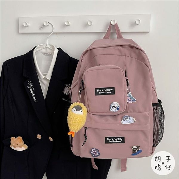 

bb105 large-capacity schoolbag female korean ins retro trendy tooling backpack men's dual-use backpack