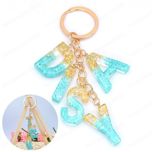 

cute gold green gradient color resin combine letter keychain women handbag backpack pendant fashion car bag jewelry couple gifts, Slivery;golden