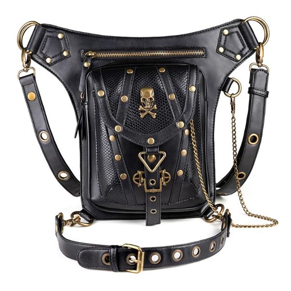 

waist bags 2021 steampunk pu leather packs women men bag large money belt motorcycle outdoor moto biker