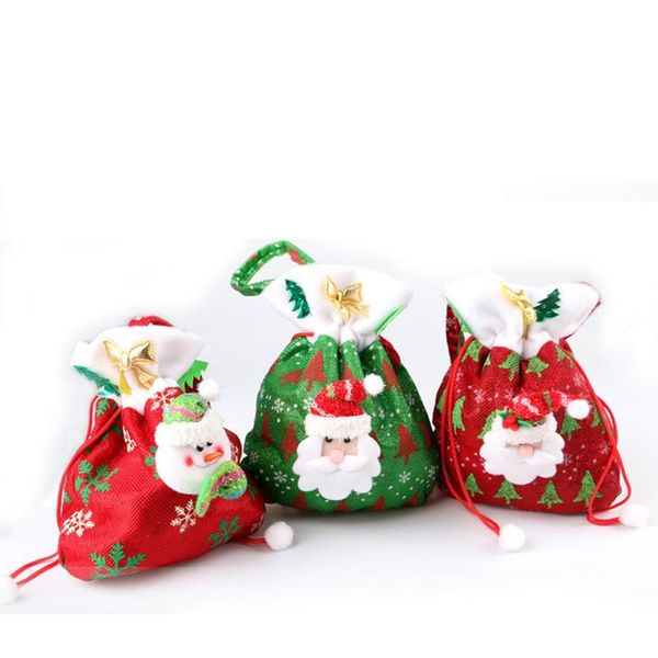 

christmas decorations velvet gift bag bags candy tree decoration santa snowman 2021 for home party ornaments
