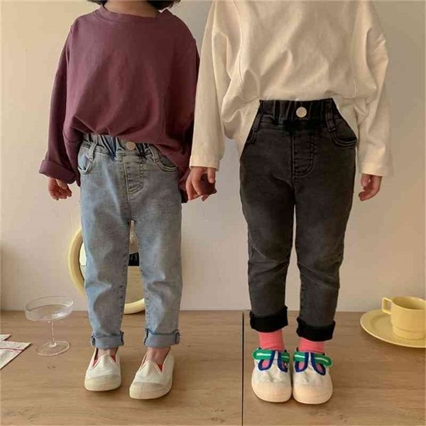 

spring arrival girls fashion denim jeans kids korean design pants girl 210528, Blue