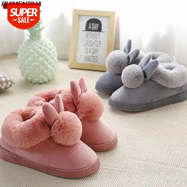 

new women winter slippers velvet snow female slipper indoor home shoes casual ladies furry rabbit ears plush #yh2x, Black