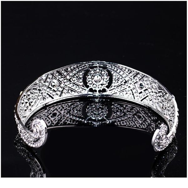 

vintage wedding crown silver color rhinestone crystal queen crown bride wedding headdress dance party bridal hair acc qylazo