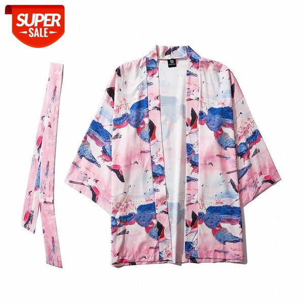 

japanese flying crane style kimono robe, shirt jacket #qu95, White;black