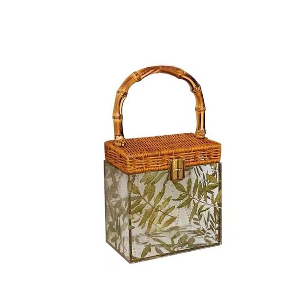 

acrylic high - end designer bags to restore ancient ways leaves handbag women shows bamboo packet transparent bag ladies handbags antique