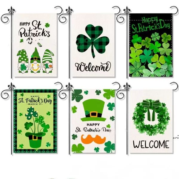 St Patricks Günü Bahçe Bayrağı DIY Küçük Dikey Yeşil Geçit Tatil Dış Dekor Yard Çiftlik Evi 47 * 32 cm CG001