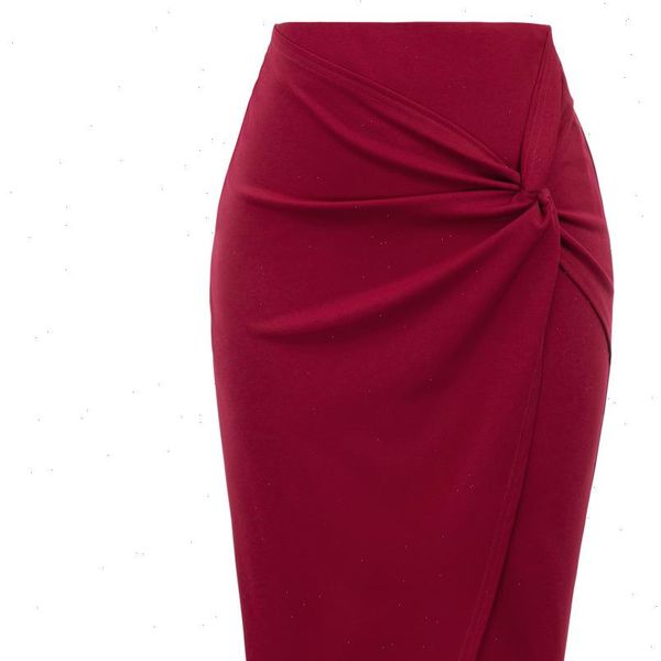 

ladies women mini skirts autumn fall asymmetrical wrap front knee length stretch pencil bodycon skirt femme office ol skirt, Black