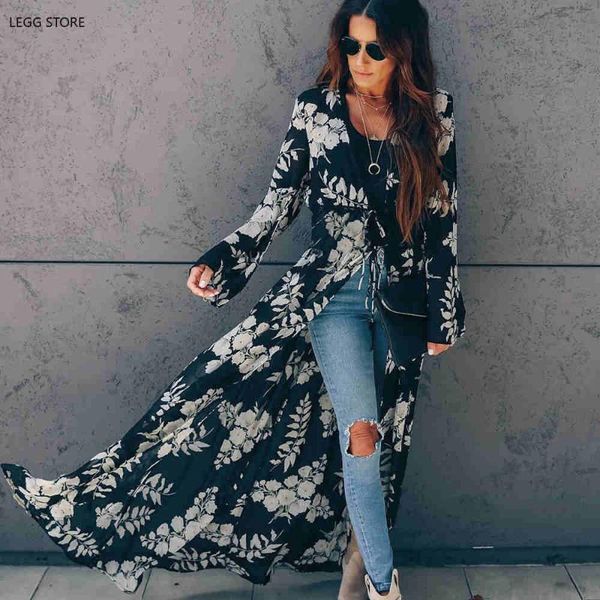 

bikini cover-ups boho printed long kimono cardigan plus size white black chiffon tunic women beach wear swim suit cover up a225