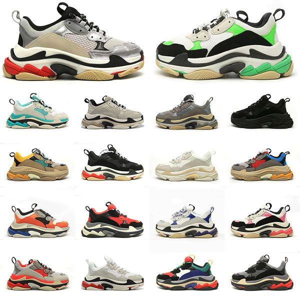 

triple s men women designer casual shoes platform sneakers black white dark grey pink split multi fuchsia pastels taupe allover logo mens tr