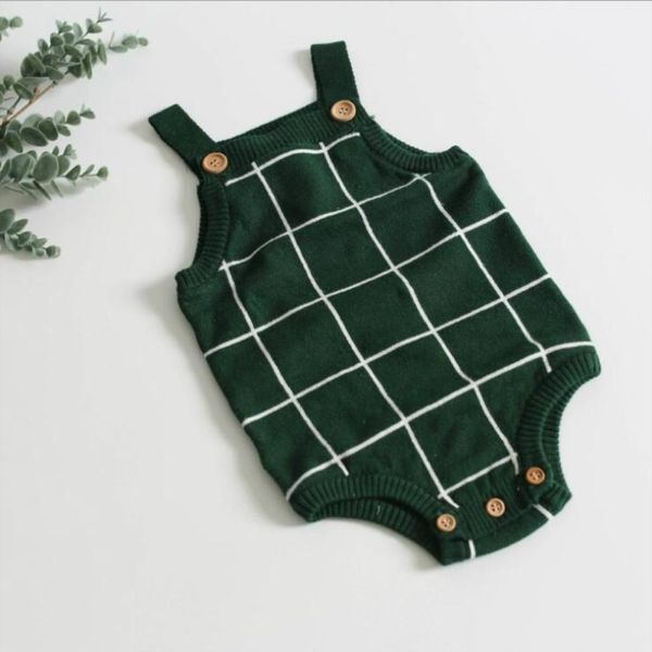 

babies plaid sling knitted jumpsuits sweater romper size73cm, Black;white