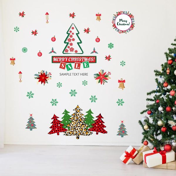 

wall stickers christmas snowflake window door sticker kid room decals year applique santa claus reindeer decor