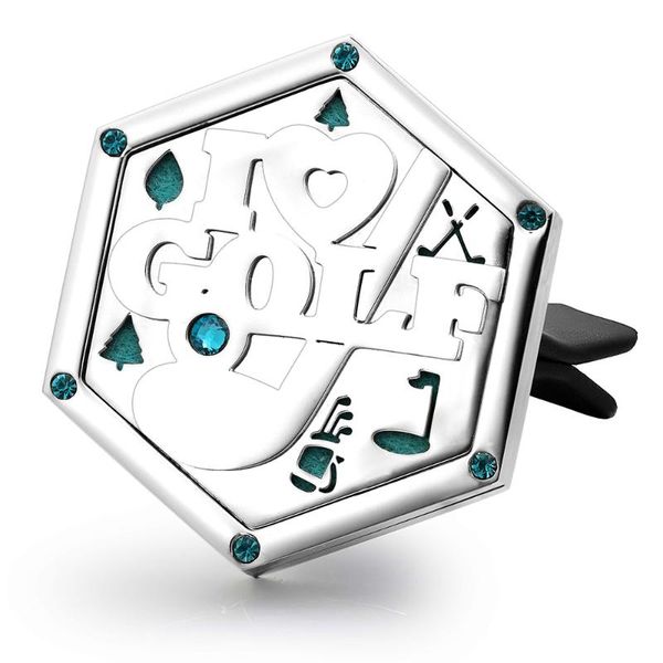 

pendants i love golf hexagon 316l stainless steel car essential oil diffuser locket with vent clip, Black