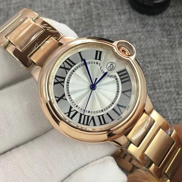 

2021 new arrival fashion man 42mm woman classic 36mm 33 gold watches fashion stainless steel round mens wristwatch womens watch montres, Slivery;brown