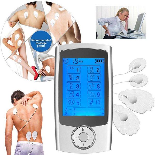 

electric massagers tens unit 10 modes digital therapy machine electrode pads wire massager x7ja