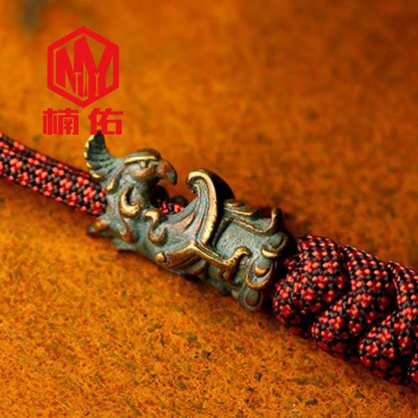 

china tang dynasty phoenix phoenix looking back paracord brass knife bead bracelet outdoor survival tool accessories