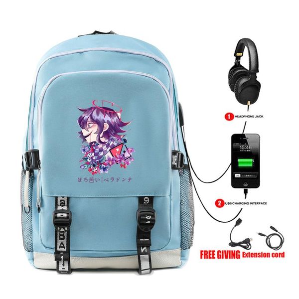 

backpack fashion kokichi ouma usb charge women student school shoulder bag satchel teenager lapmen knapsack kawaii