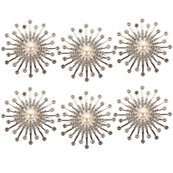 

napkin rings 6pcs rhinestone pearl sunflower buckles table accessories
