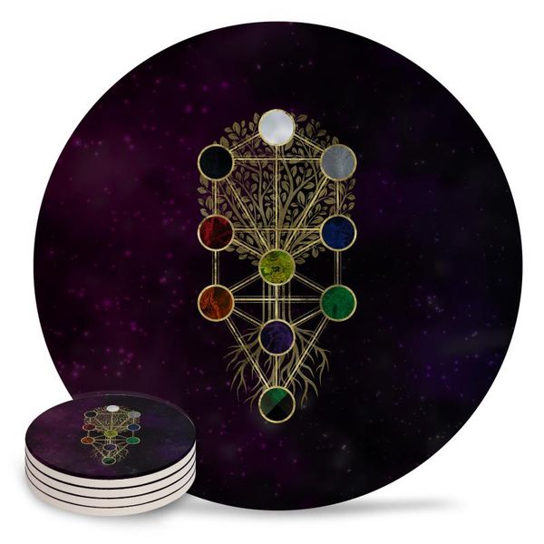 

mats & pads tree of life round coffee table kitchen accessories absorbent ceramic coasters