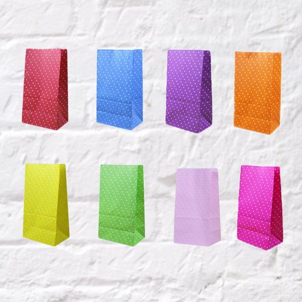 

25pcs flat mouth candy paper bag polka dot prints packing bag gift exquisite paper gift party birthday favor present wra